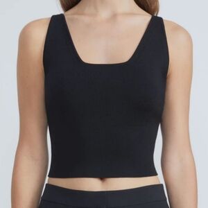 Lafayette 148 New York Tank Merino Silk Ribbed Knit Square Neck Black M NWT